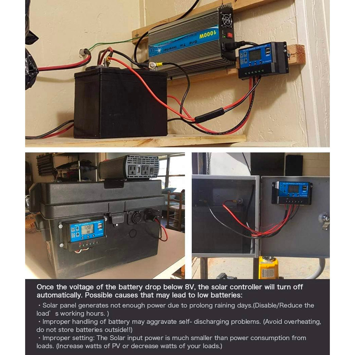 ALLPOWERS 20A Solar Ladegerät 12V/24V für Solarpanel mit 5V Doppel-USB-Anschluss