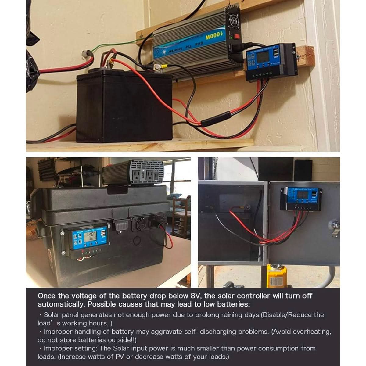 ALLPOWERS 20A Solar Ladegerät 12V/24V für Solarpanel mit 5V Doppel-USB-Anschluss