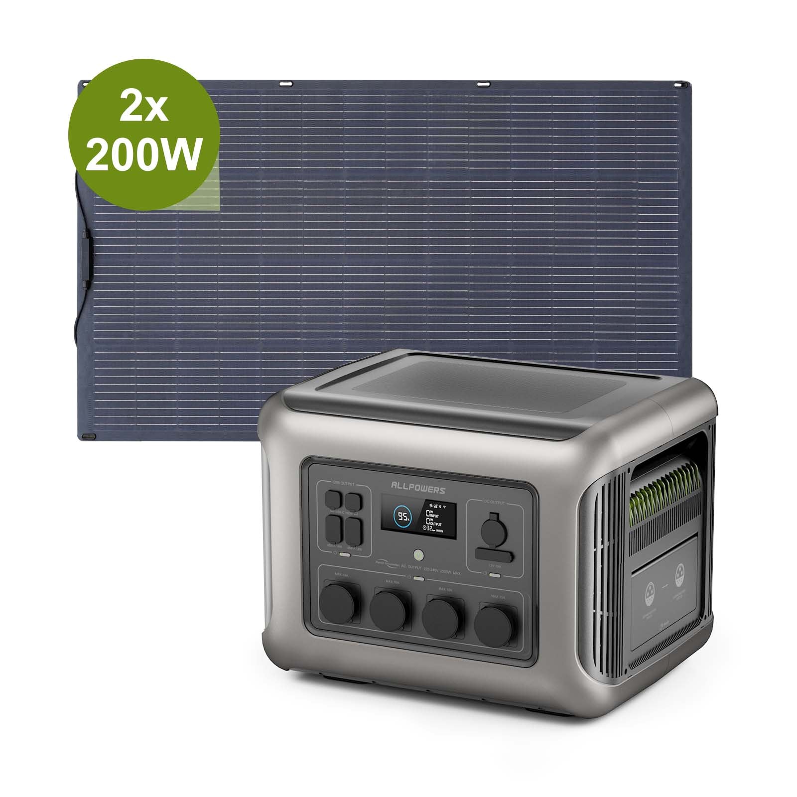 ALLPOWERS Solargenerator-Kit 2500W (R2500 + SF200 200W Flexibles Solarpanel)