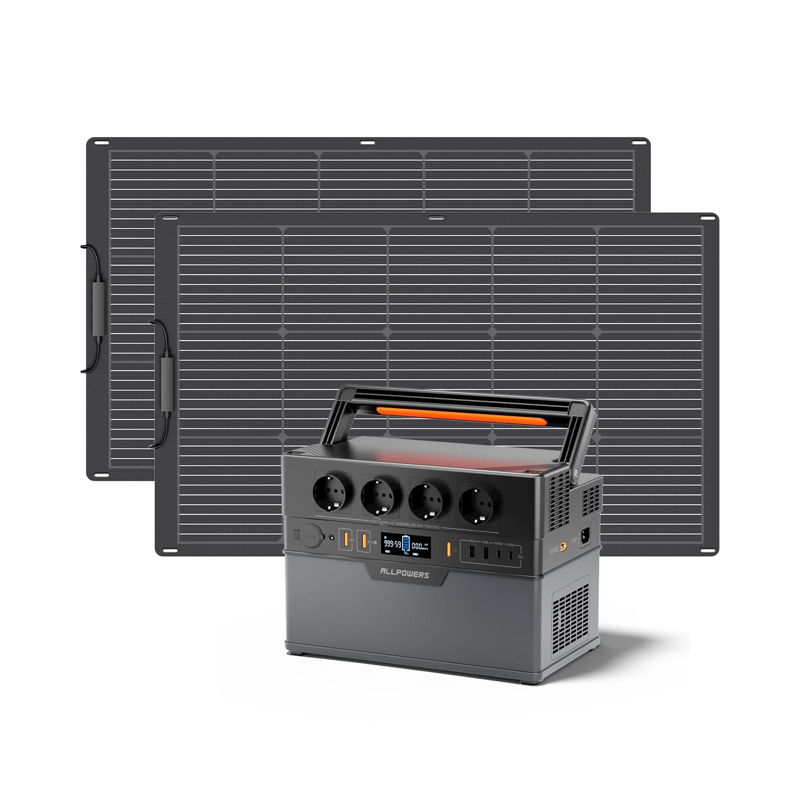 ALLPOWERS Solargenerator-Kit 1500W (S1500 Plus+ SF100 100W Solarpanel)