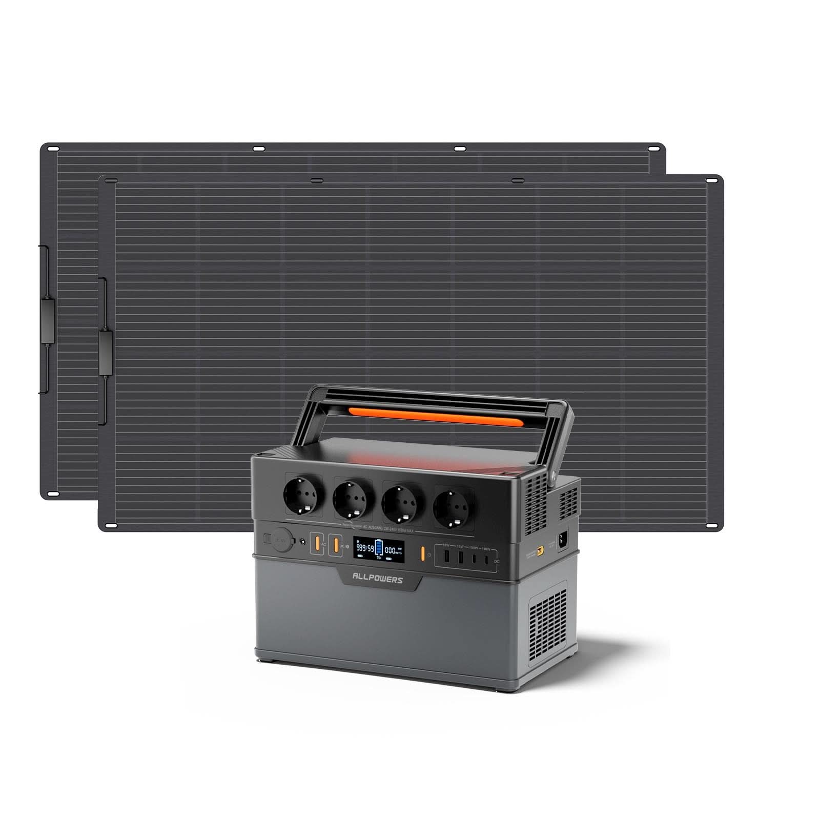 ALLPOWERS Solargenerator-Kit 1500W (S1500 Plus + SF200 200W Solarpanel)